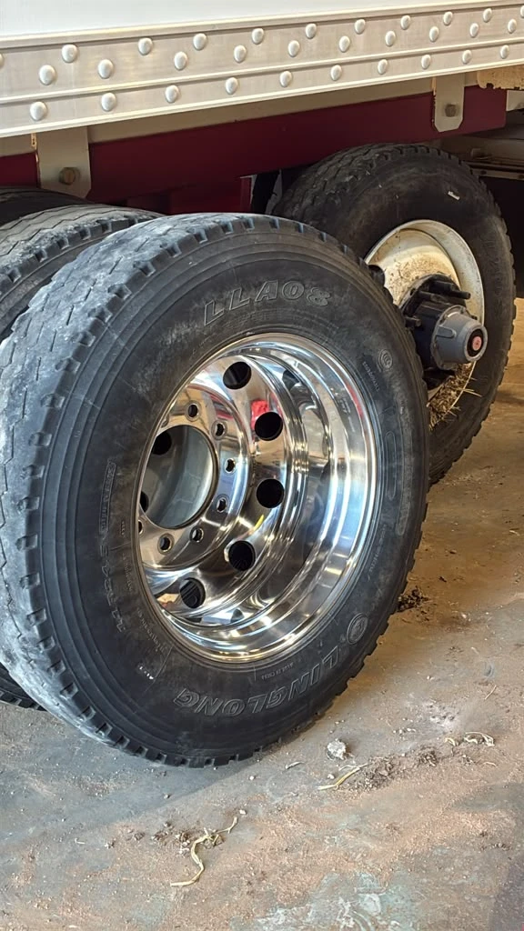 Semi truck aluminum wheel after polishing, mirror finish